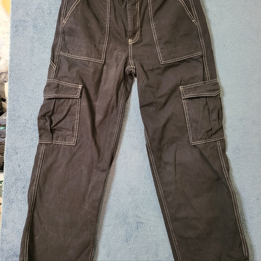 BDG Urban Outfitters Skate Jeans Women's 31 Black Cargo High Rise Straight Denim - Picture 2 of 10